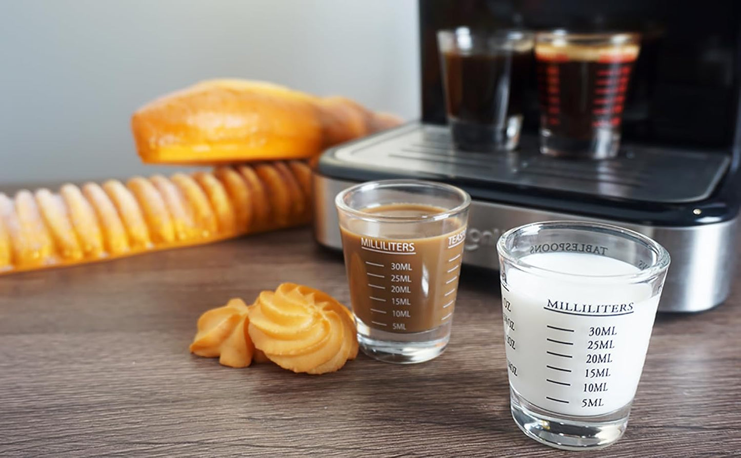 Shot Glasses Measuring cup Liquid Heavy Glass Wine Glass Espresso Shot Glass 26-Incremental Measurement 1 OZ 4 Features 45ML (2 pack-white 30ml)