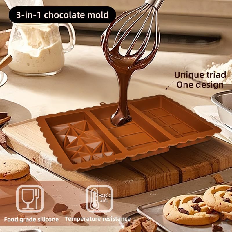 Chocolate Bar Mold - Food Grade Silicone Chocolate Molds, Non-Stick & Easy to Release Deep Mold for Dubai Pistachio Chocolates, Candy, Snacks, Desserts, Resin Art, Dishwasher Safe (2)