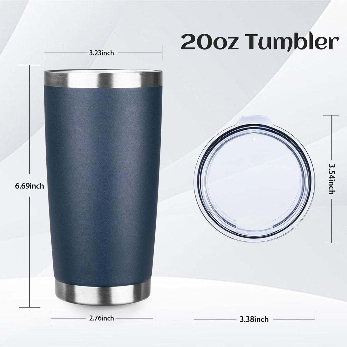 StarSpeed 20oz Tumbler Bulk with Lid, Stainless Steel Insulated Tumblers Double Wall Vacuum Insulated Travel Mug, Powder Coated Coffee Cups for Hot and Cold Drinks(Navy Blue,8)