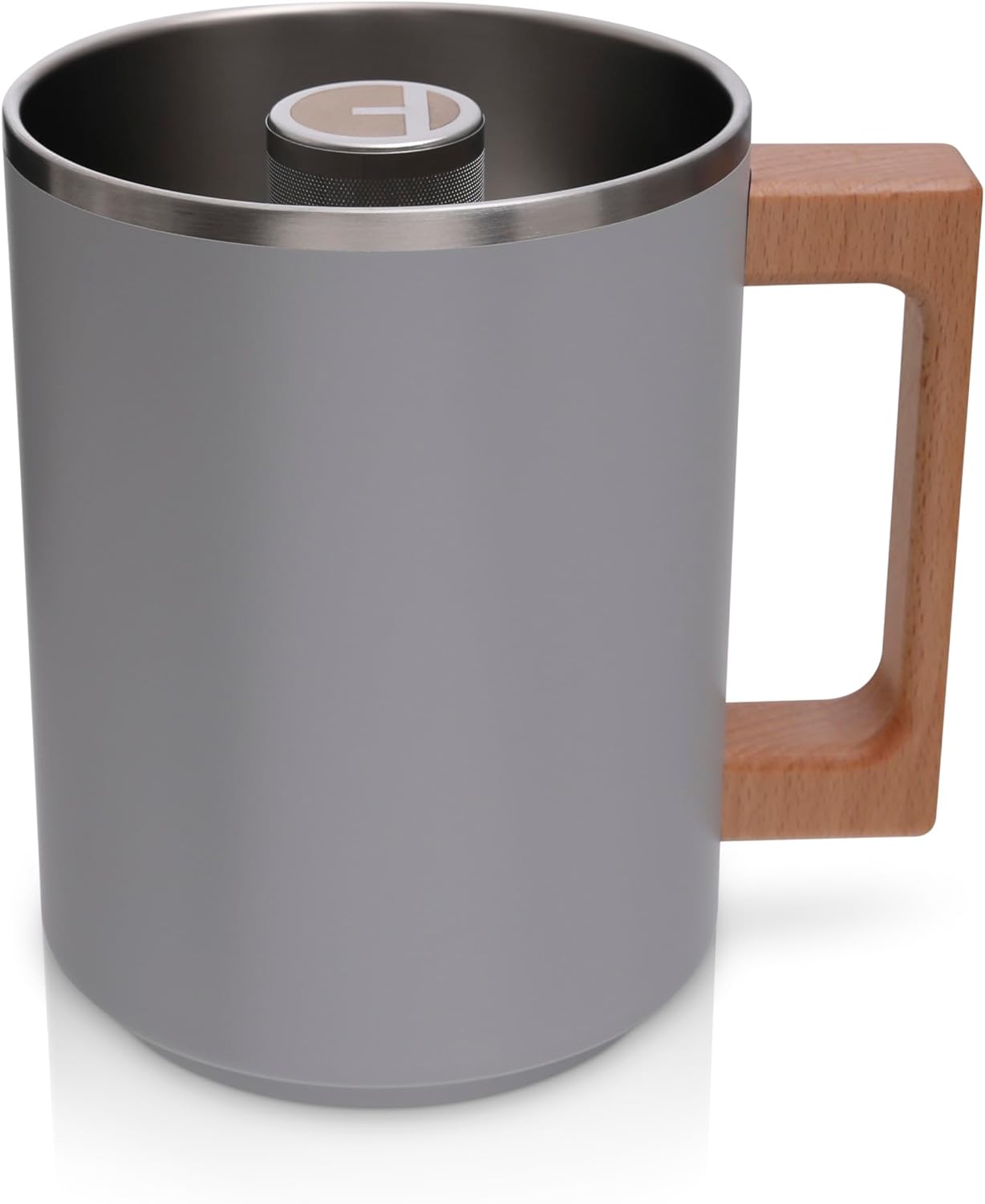 HASTINGS Pour Over Coffee Dripper - Stainless Steel Pour Over Coffee Filter, Metal Paperless Reusable Double Mesh Cone Filter with Wood Handle - Coffee Maker for Single Cup Brew up to 68 OZ (Grey)