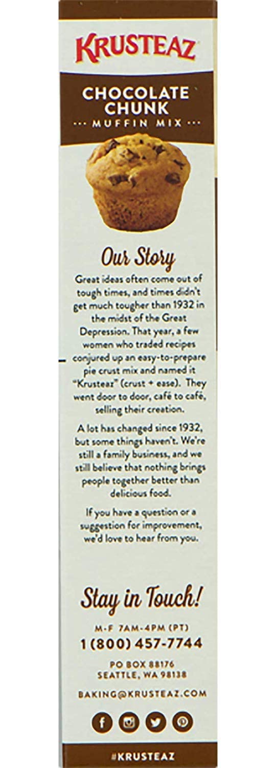 Krusteaz Chocolate Chunk Muffin Mix - No Artificial Flavors/Preservatives - 18.25 OZ Box (Pack of 6)