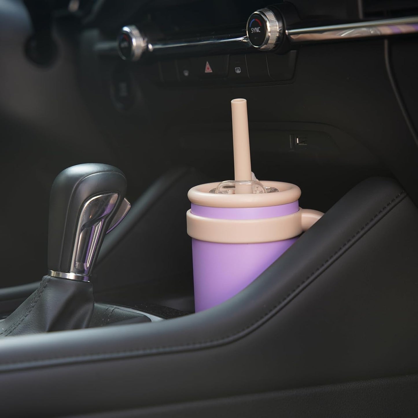 14 oz Tumbler with Side Handle, Insulated Water Bottle with Straw and 2 in 1 Lid, Stainless Steel Cup Travel Coffee Mug for Sports Office Gym,Sky Blue