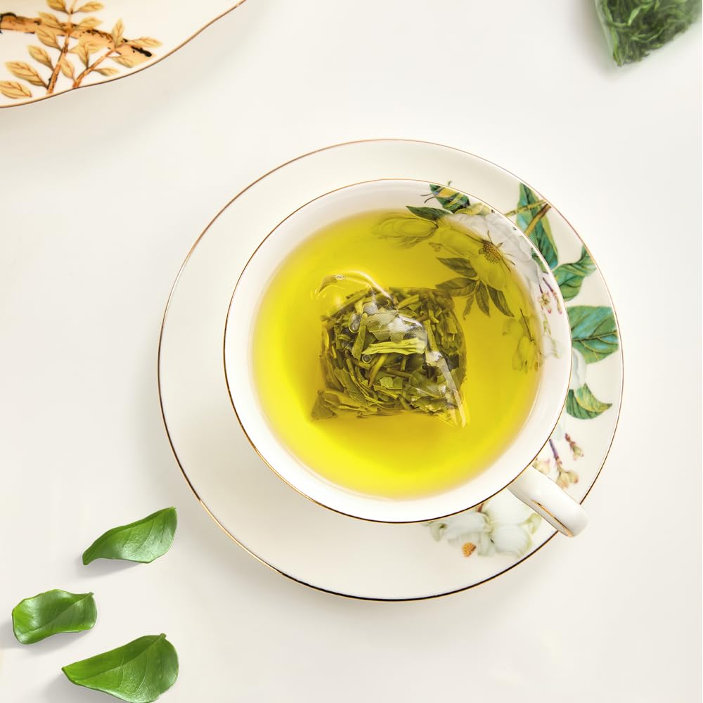 XIEJINJI Green Tea, 3.2g*40 Tea Bags, Whole Leaf Tea, No Sugar - No Additives, see-through compostable teabags