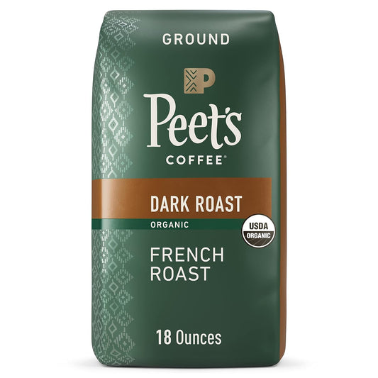 Peet's Coffee, USDA Organic Dark Roast Ground Coffee - French Roast 18 Ounce Bag