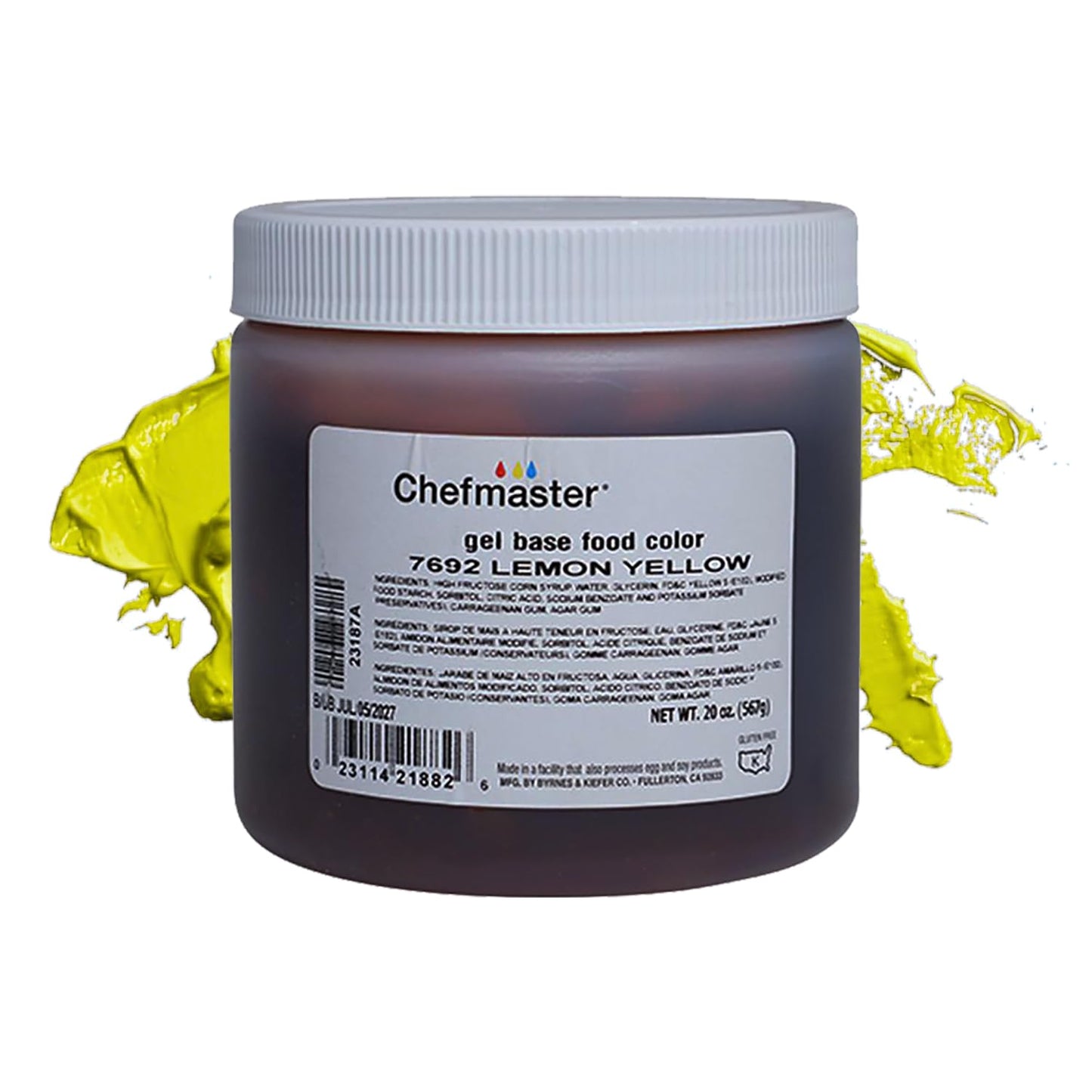 Chefmaster Lemon Yellow Gel Food Coloring | Vibrant Color | Professional-Grade Dye for Icing, Frosting, Fondant | Baking & Decorating | Fade-Resistant | Easy-to-Use | Made in USA | 20 oz