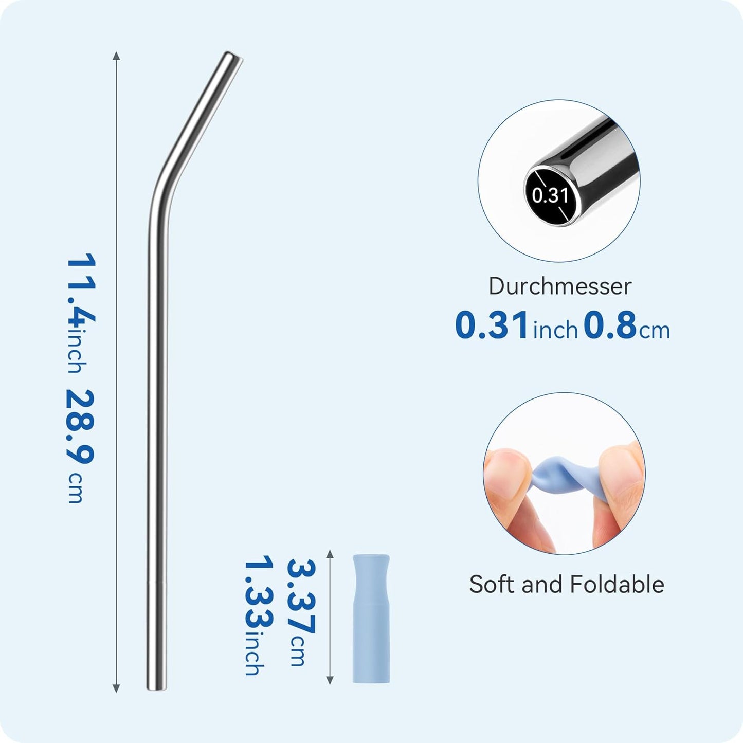 Reusable Stainless Steel Straws with Silicone Tip for Stanley 30oz, Metal Drinking Straws for 30oz Tumbler,3 Bent Tubes & 6 Tips& 1 Cleanr Brush (Jade)