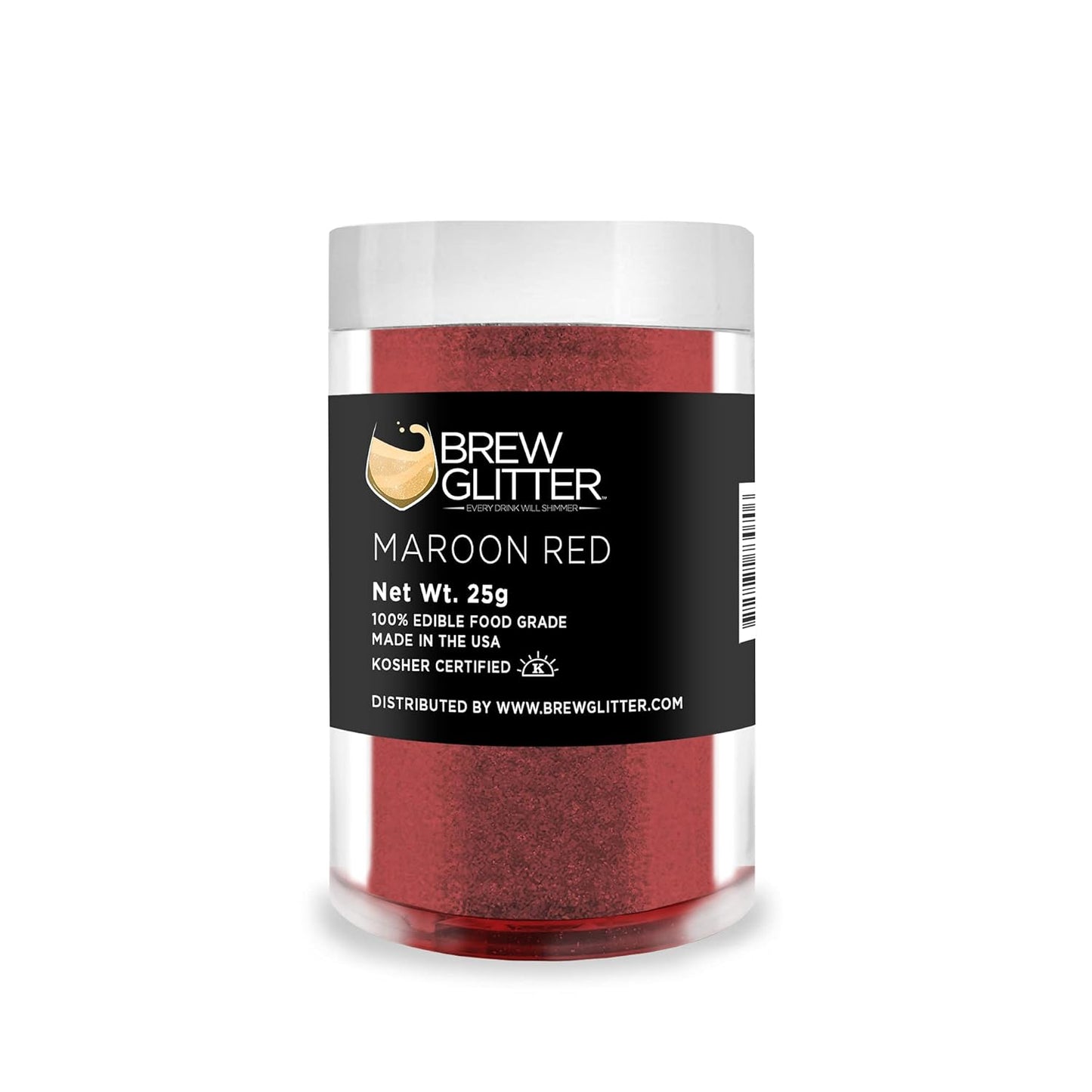Maroon Red BREW GLITTER Edible Glitter For Drinks, Cocktails, Beer, Garnish Glitter & Beverages | KOSHER & HALAL Certified | 100% Edible & Food Grade | Vegan, Gluten, Nut Free (25g, Maroon Red)