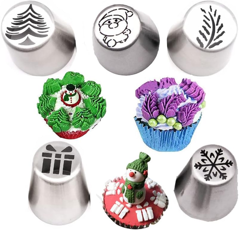 Christmas Piping Bags and Tips Set, 11 Pcs Frosting Tips, Icing Bags Disposable for Cakes Decorating Kit Supplies with 1 Reusable Piping Bags, 1 Couplers