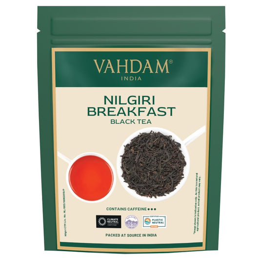 VAHDAM Nilgiri Breakfast Black Tea (150+ Cups/12oz) - Robust & Flavory Loose Leaf Tea | Single Origin, Vacuum Sealed Pack