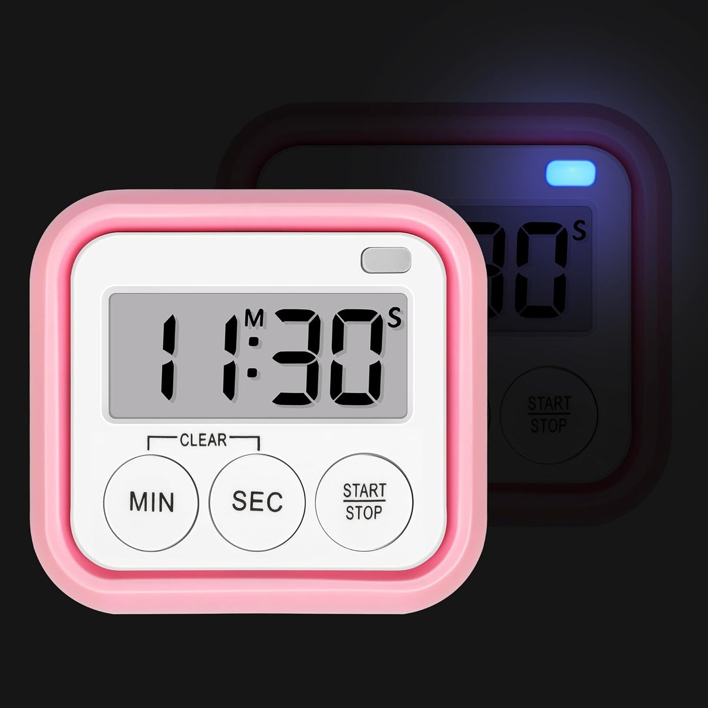 Timer, Kitchen Timers for Cooking Classroom Timer for Kids Teachers Magnetic Digital Timers 2 Pack, Pink