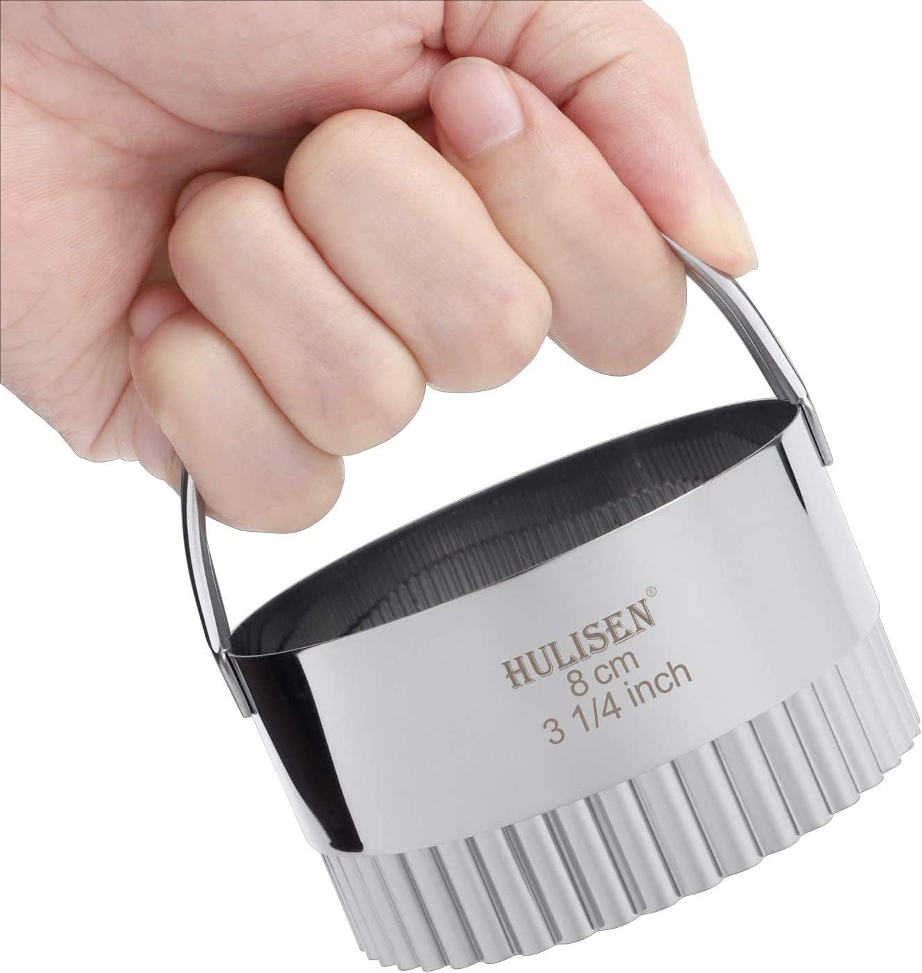 HULISEN Biscuit Cutter Set (3 Pieces/Set), Round Cookies Cutter with Handle, Professional Baking Dough Tools (Wave)