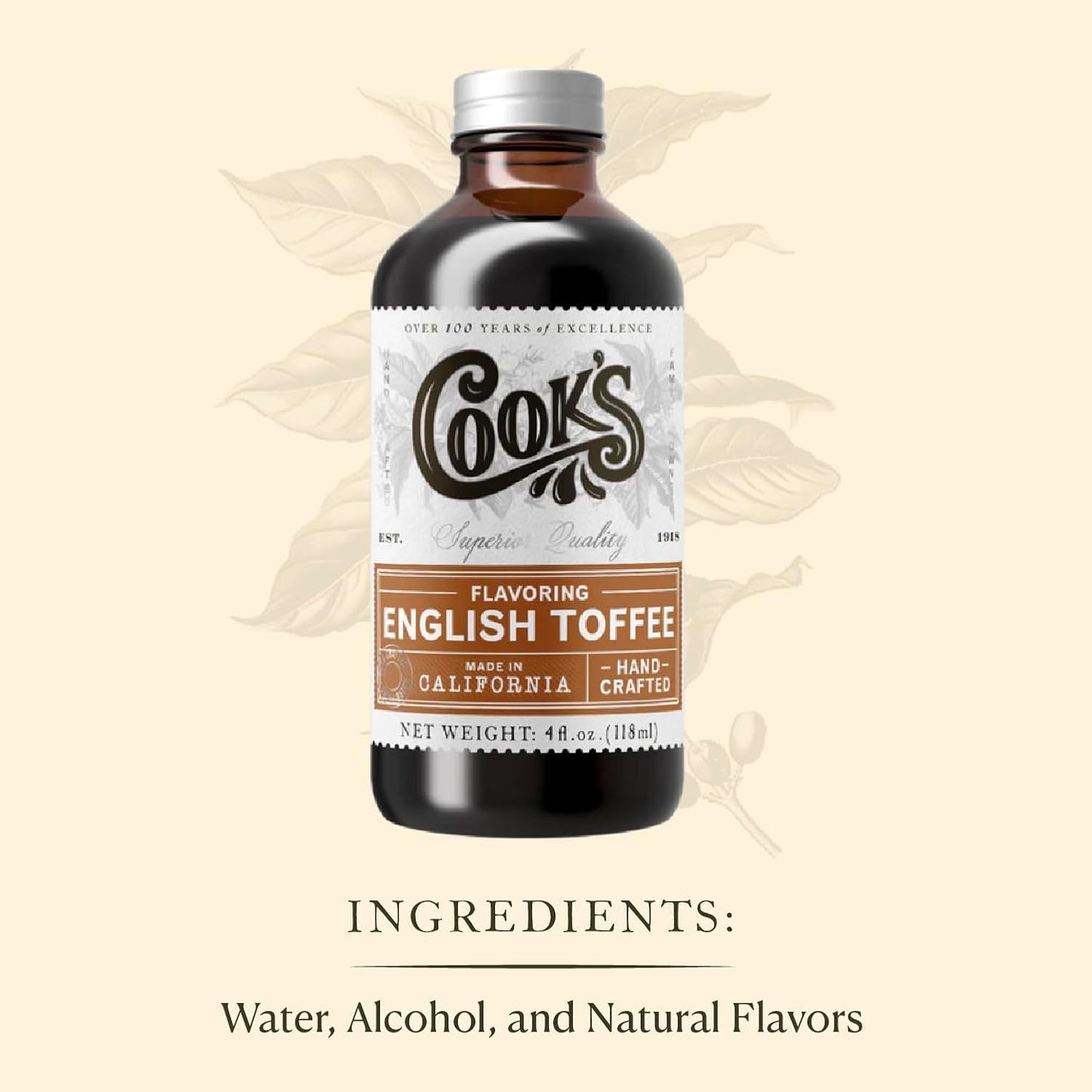 Cook's, English Toffee Flavoring for Baking, Icing, Cinnamon Rolls, Scones, 4 oz