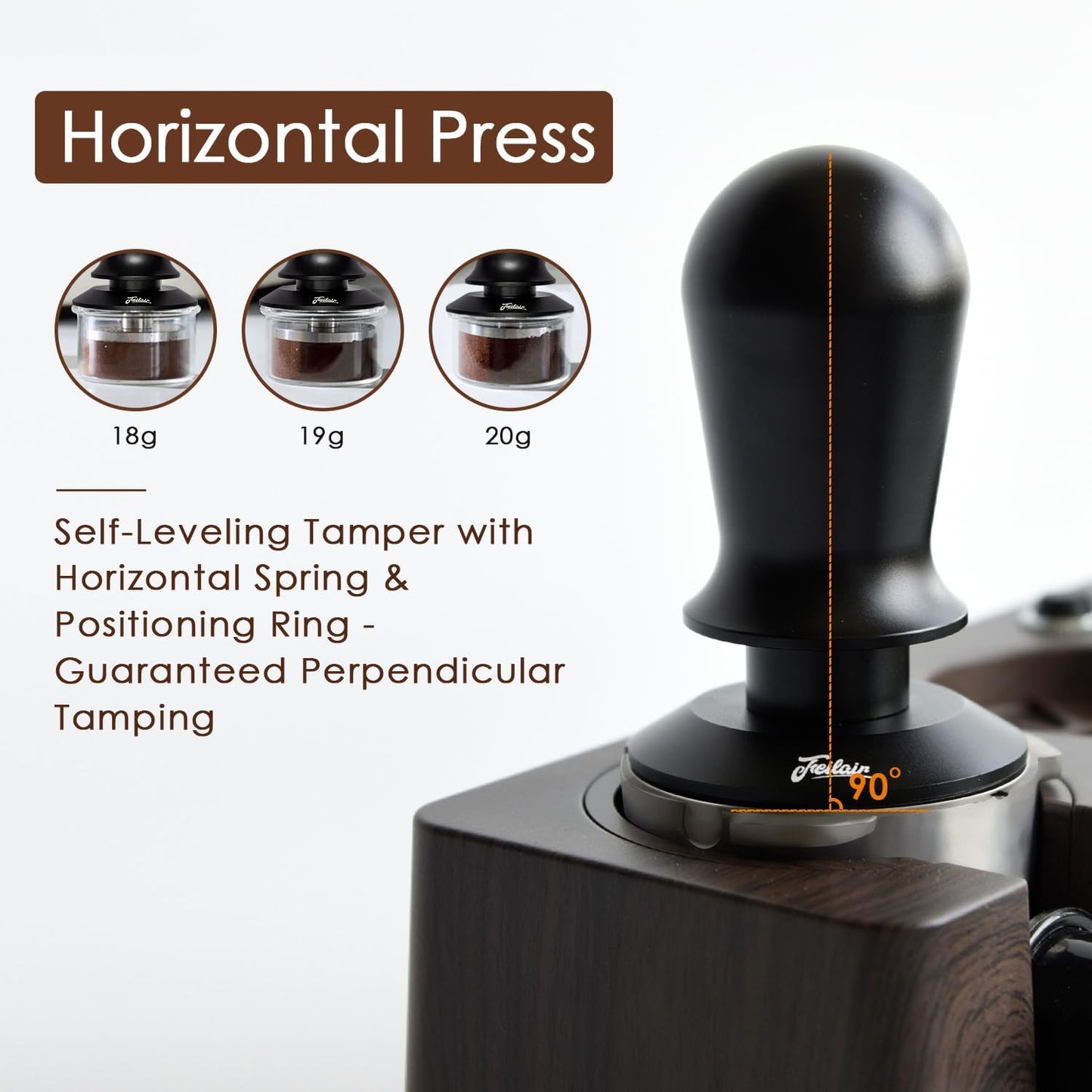 53mm Espresso Tamper, Triple Spring Loaded Tamper, Coffee Tamper with Stainless Steel Ripple Base, Self Leveling Tamper for Barista, Compatible with 53mm/54mm Breville Portafilter