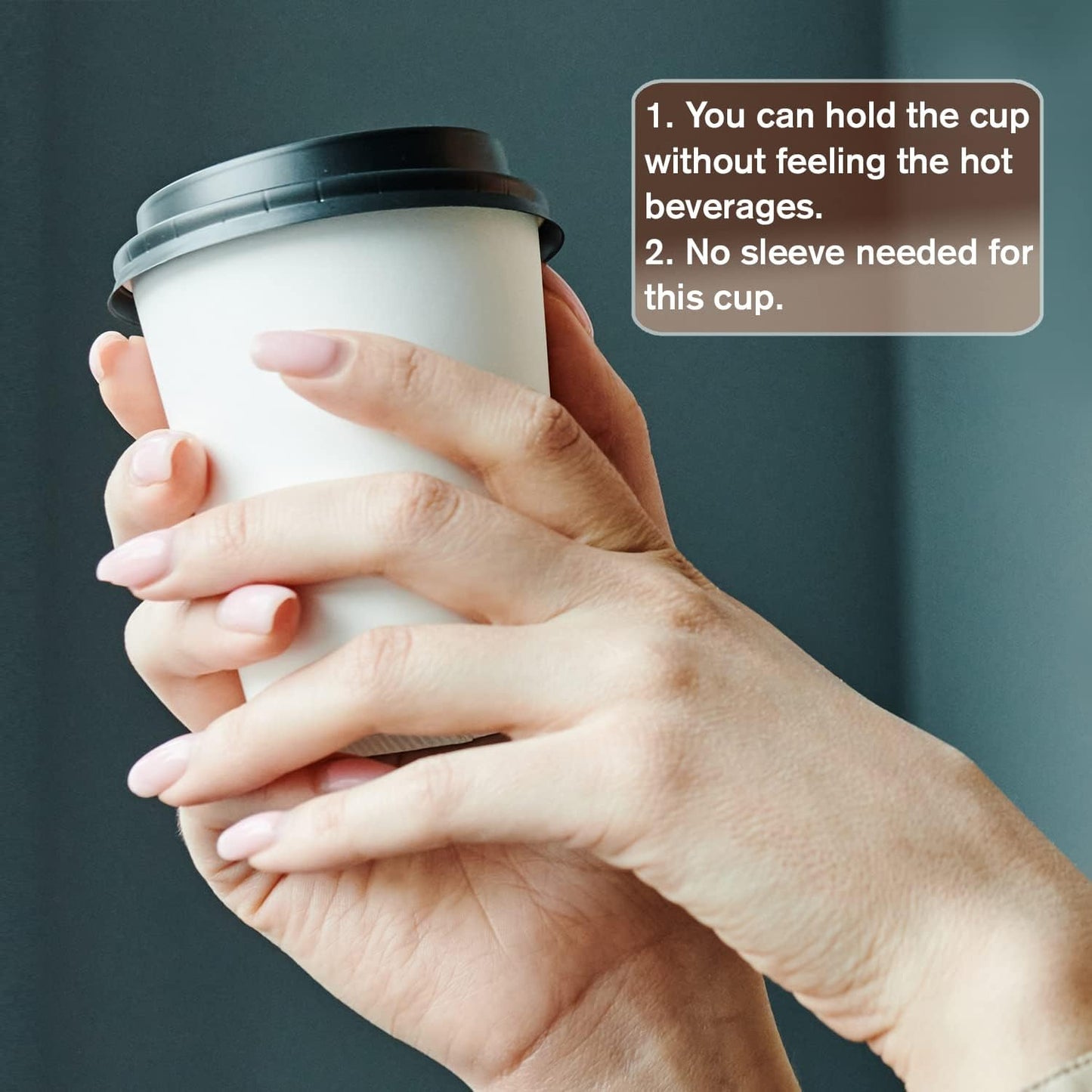 Smygoods White - Double Wall Coffee Cup - (12 OZ, 26 Count) For Hot Beverages, Tea, Espresso, Cocoa - To Go Drink Containers, Café & Office