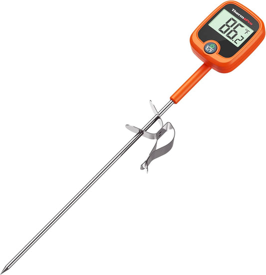 ThermoPro TP509 Candy Thermometer with Pot Clip, 10" Long Probe Instant Read Meat Food Thermometer with LCD, Cooking Oil Thermometer Deep Frying Thermometer for Candy Maple Syrup Sugar Brewing Making