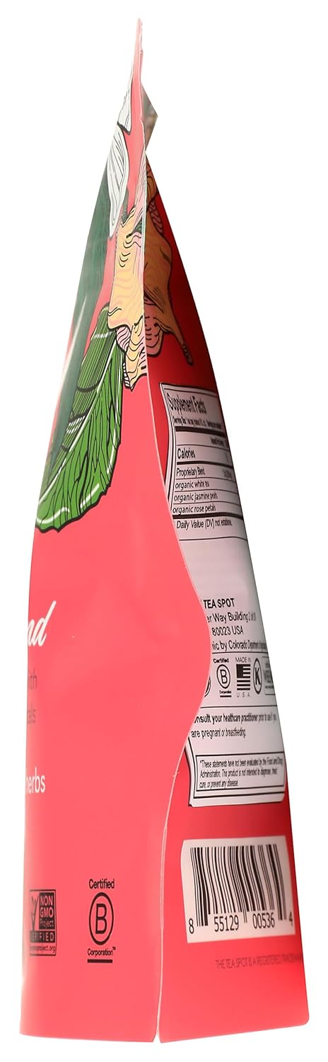 The Tea Spot Organic Meditative Mind Herbal Tea | Blend of White Tea, Jasmine and Rose | Calming & Welness Caffeine Free Elixir |15 tea bags for Gourmet Giftng