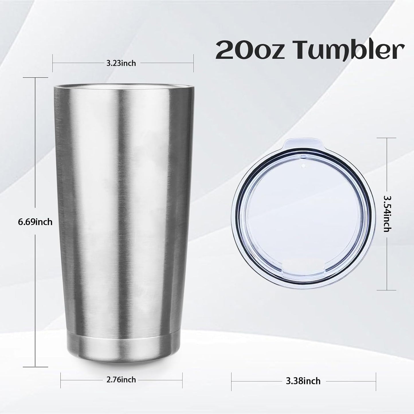 StarSpeed 20oz Tumbler Bulk with Lid, Stainless Steel Insulated Tumblers Double Wall Vacuum Insulated Travel Mug, Powder Coated Coffee Cups for Hot and Cold Drinks(Silver,8)