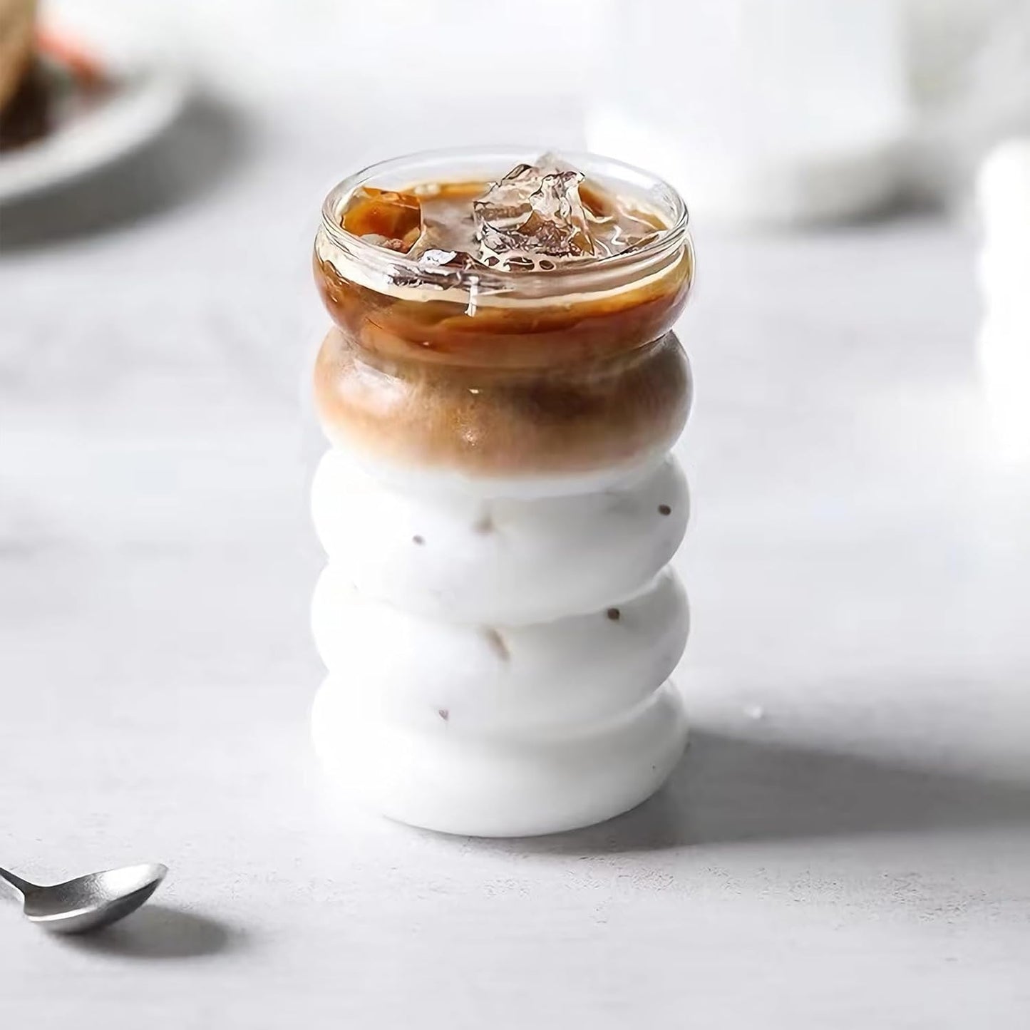 4 Pcs 20oz Drinking Glasses Set with Bamboo Lids and Straws, Cute Iced Coffee Glass Cups, Iced Coffee Tumblers, Thick Drinking Jars for Smoothie, Boba Milk Tea, Ideal for Gift, with Straw Brush