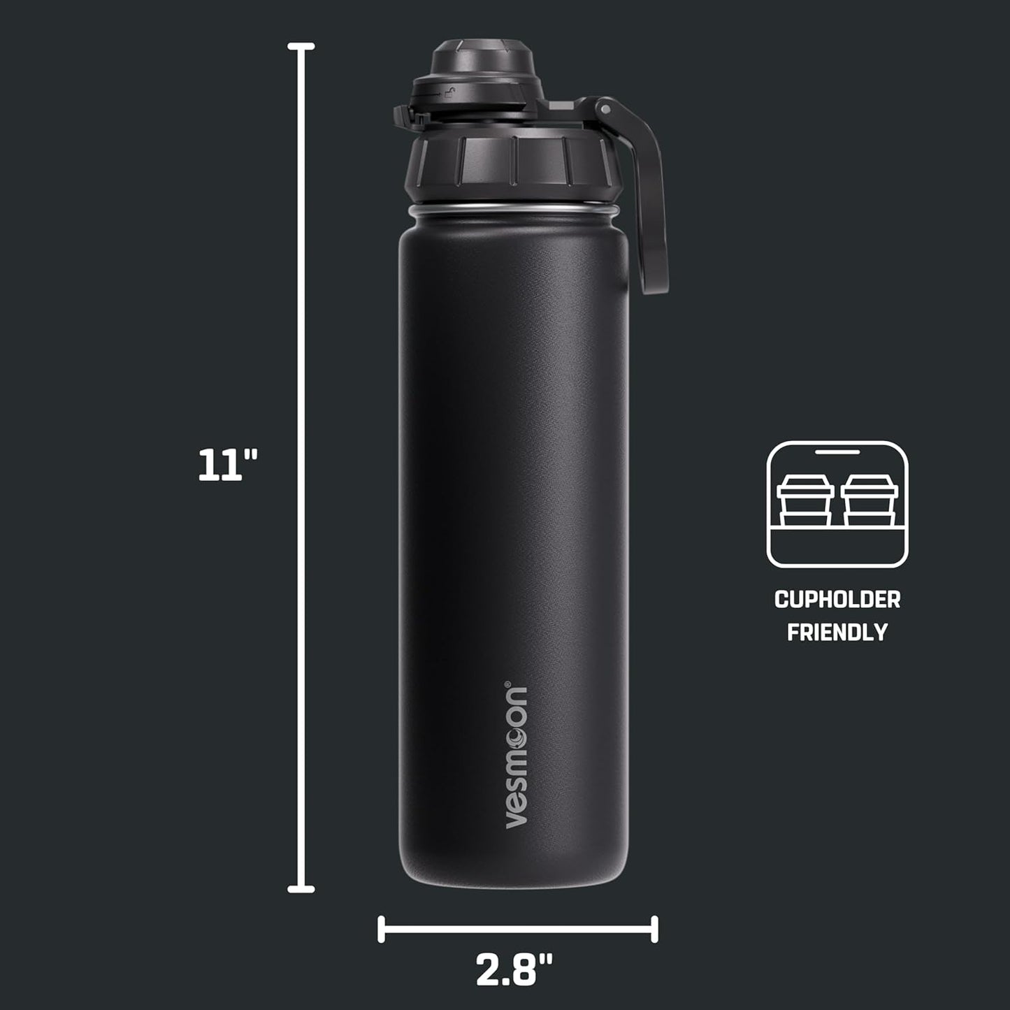 Vessence Tea Infuser Bottle - 24 Oz Insulated Loose Leaf & Fruit Infuser Bottle | Leak Proof with FlowSip Lid