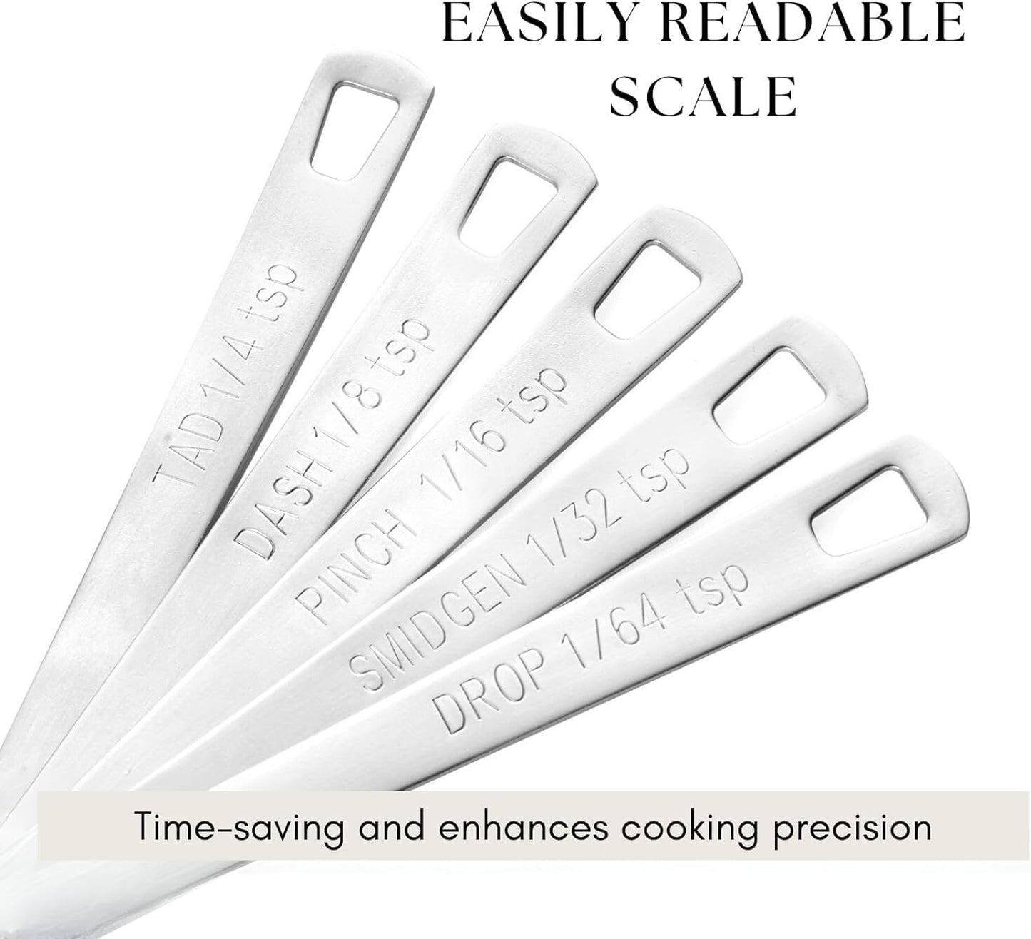 2 Pack Teaspoon Measuring Spoons, 1/4 tsp, 1/8 tsp, 1/16 tsp, 1/32 tsp, 1/64 tsp Mini Measuring Spoons Set, Stainless Steel Cooking Baking Tiny Measuring Spoon for Powders, Spices, Salt