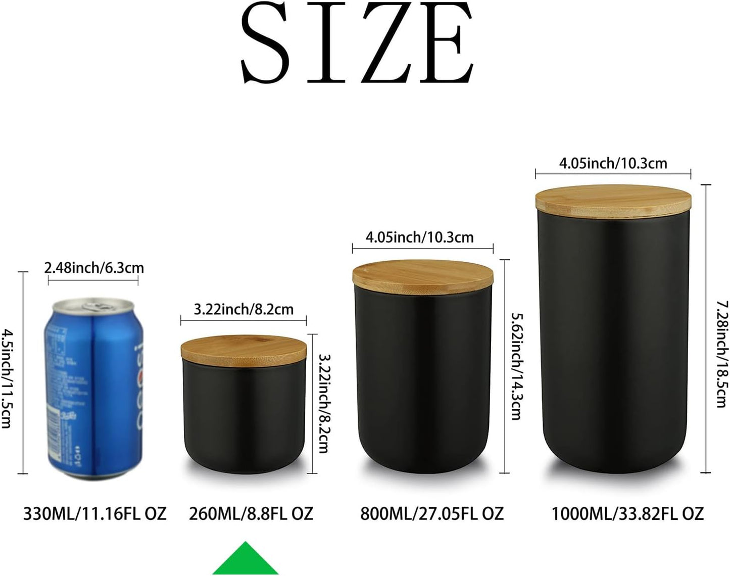 MilkyWay Ceramic Food Storage Jar Canister Modern Design Food Canisters with Airtight Seal Bamboo Lid,Loose Tea Coffee Spice Nuts Snacks Seasonings Storage Jar Canister Caddy (White 7.03oz/200ml)