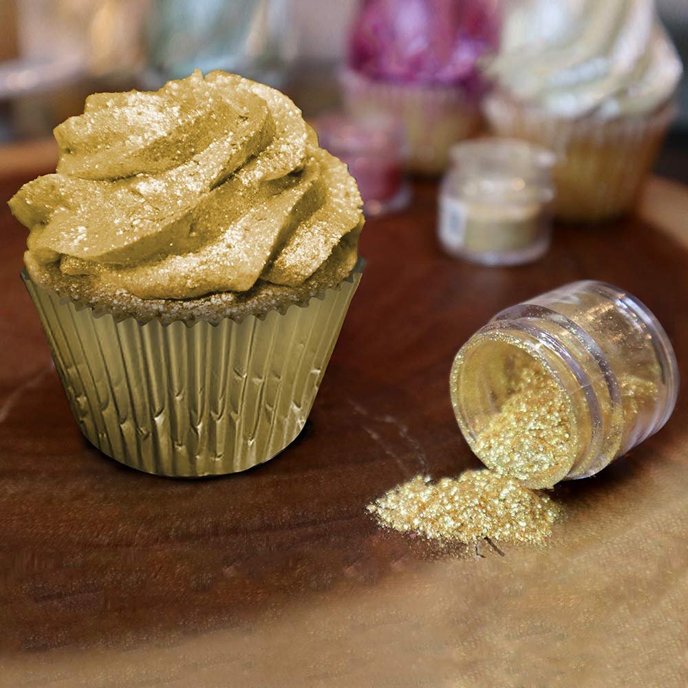 BAKELL Gold Edible Glitter, 50 Grams | TINKER DUST Edible Glitter | KOSHER Certified | 100% Edible Glitter | Cakes, Cupcakes, Cake Pops, Drinks, Dessert Vegan Glitter & Dusts (50g, Gold)