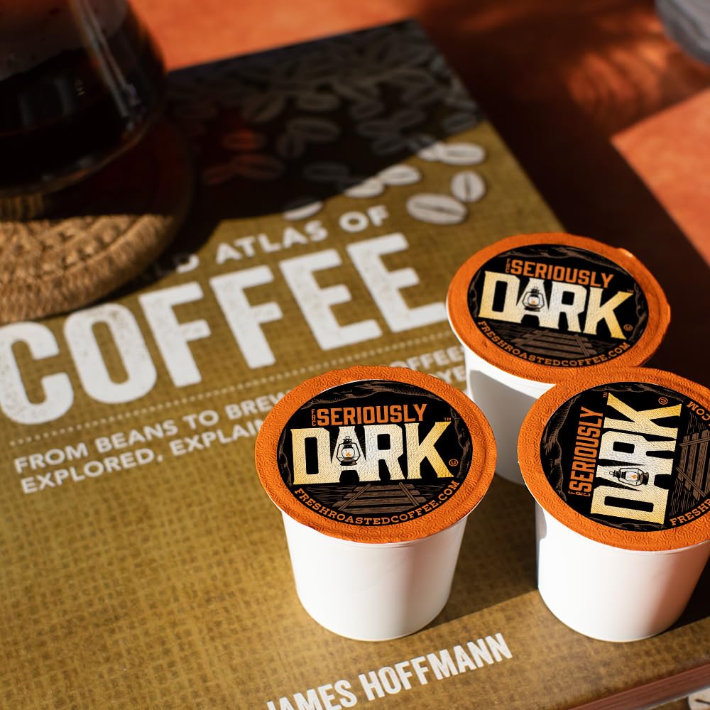 Fresh Roasted Coffee, Seriously Dark Artisan Blend, Dark Roast, 96 Pods for K Cup Brewers