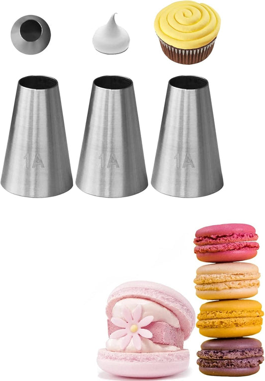 1A Piping Tip,Large 1A Tip for Cake Decorating,Round tip for macarons,3 Pcs