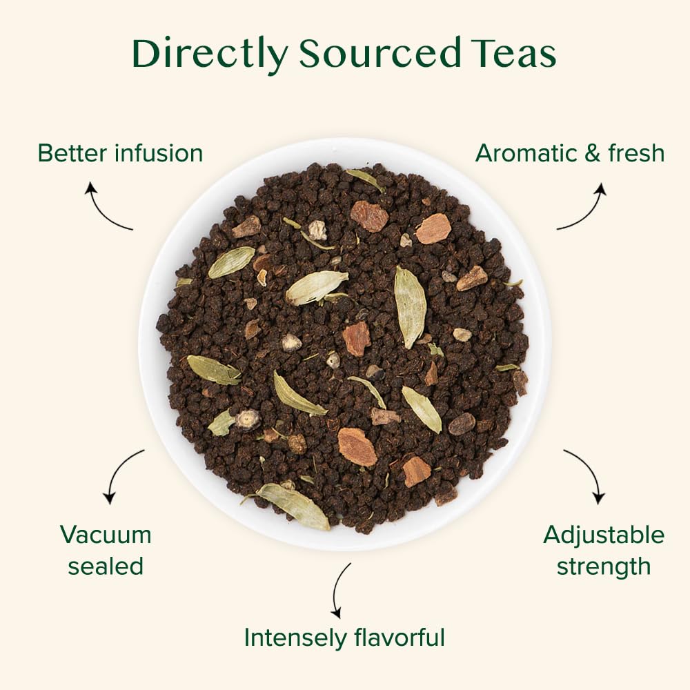 VAHDAM Earl Grey Masala Chai - High Caffeine, Non GMO, Gluten Free | Citrusy Earl Grey Tea Leaves w/ Pure Bergamot Oil | Brew Hot, Iced or Chai Latte | Vacuum Sealed Pack (50 Cups/3.53 oz)