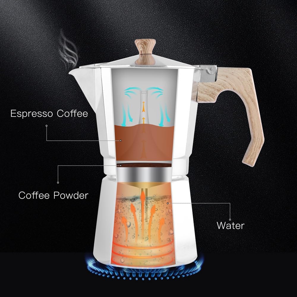 wedrink Stovetop Espresso Maker Aluminum Moka Pot 6 Cups Cuban Coffee Maker Stovetop Coffee Maker Moka Italian Espresso