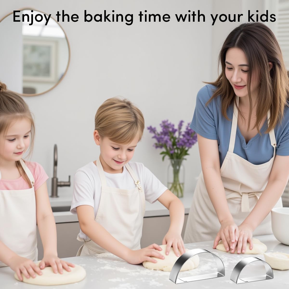 Half Circle Semicircle Cookie Cutter Set 4 Sizes 5 Inch, 4 Inch, 3 Inch, 2 Inch, Watermelon Frame Plaque Cookie Cutters Shapes Molds, 1 Inch Depth