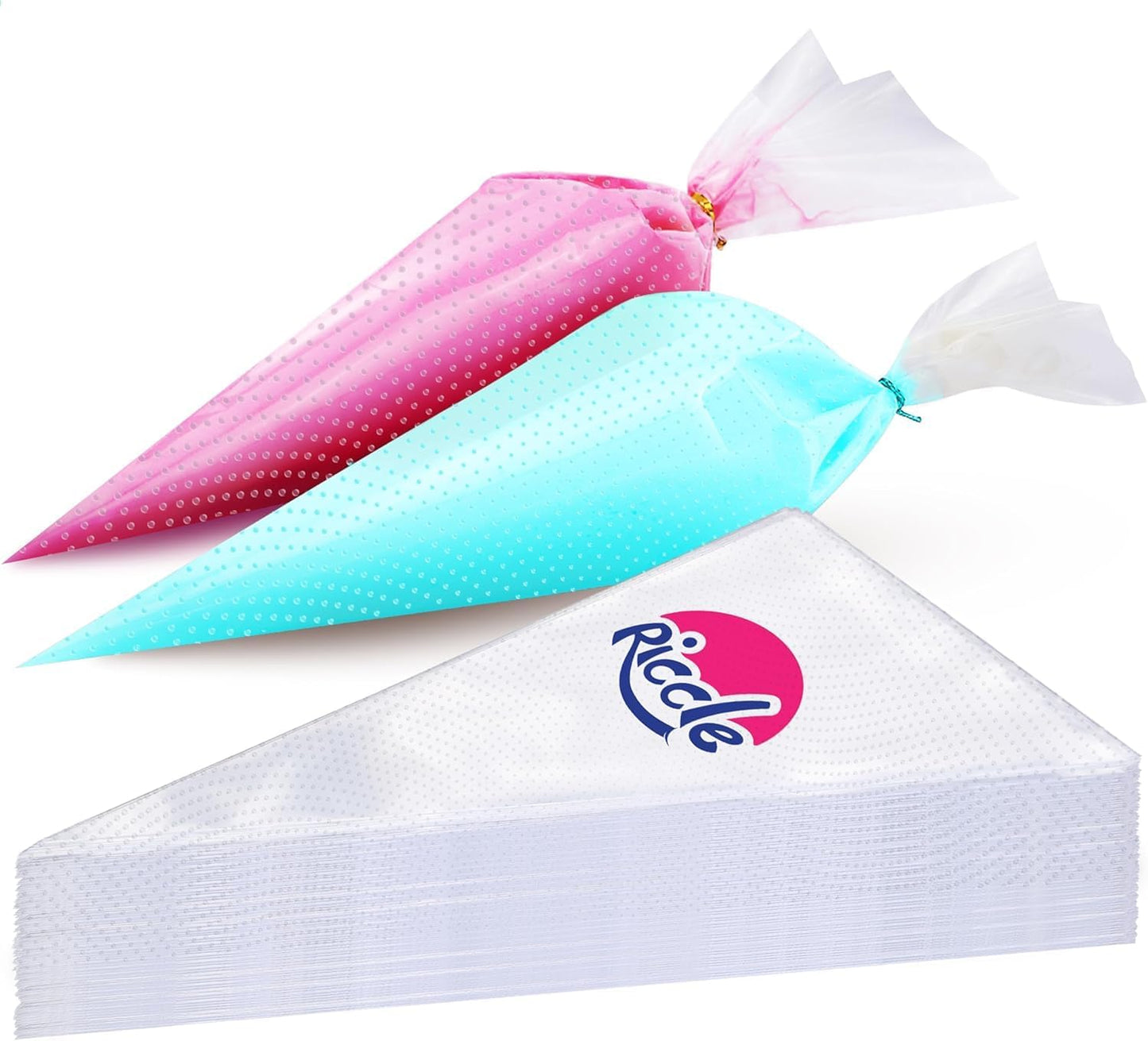 Riccle Disposable Piping Bags 16 Inch - 100 Textured Anti Burst Pastry Bags - Icing Piping Bags for Frosting - Ideal for Cakes and Cookies Decoration