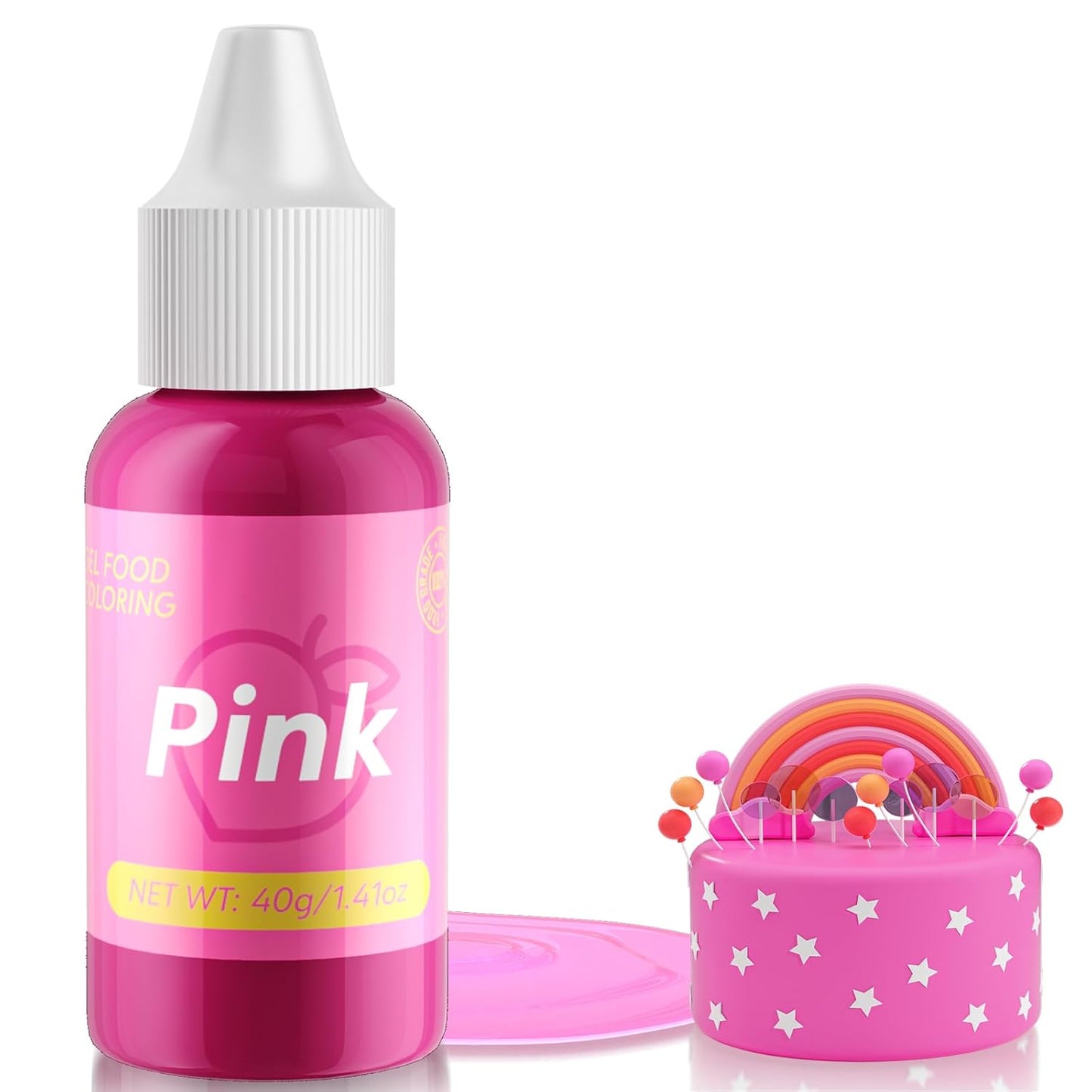 Gel Food Coloring for Cake Decorating - 40g Concentrated Assorted Edible Colors - Vibrant Tasteless Food Dye Professional-Grade Dye for Easter Eggs Fondant Cookies Frosting Royal Icing Baking - Pink