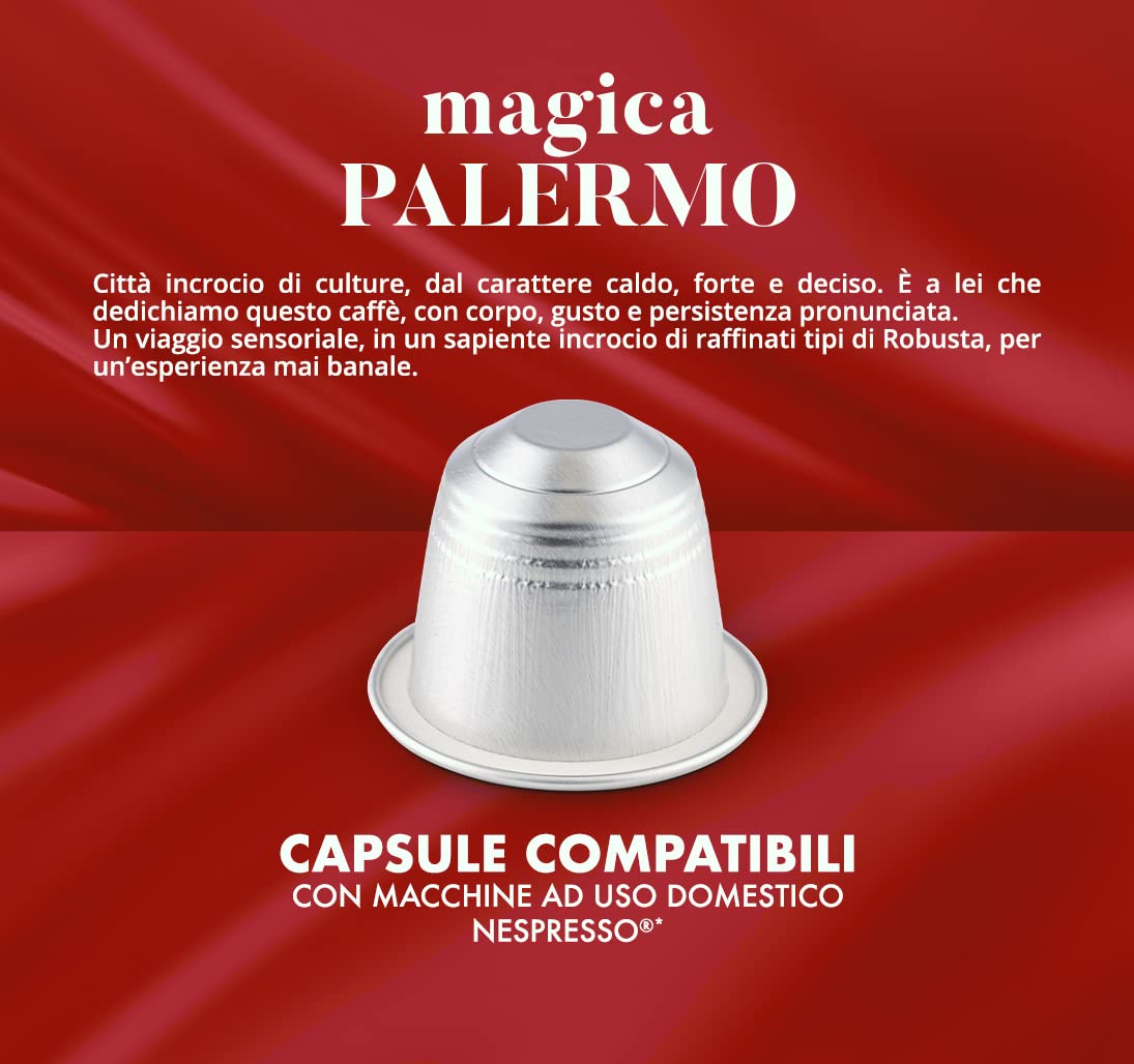 Caffe Borbone Aluminum Coffee Pods Compatible with Nespresso Original Machines, Magica Palermo, Medium Roast, Intense and Full-Bodied, Genuine Italian Coffee - 50 Count