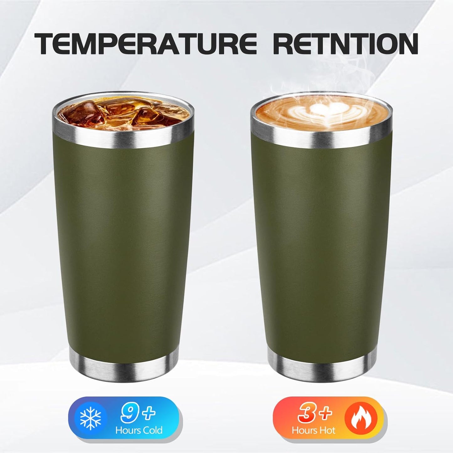 StarSpeed 20oz Tumbler Bulk with Lid, Stainless Steel Insulated Tumblers Double Wall Vacuum Insulated Travel Mug, Powder Coated Coffee Cups for Hot and Cold Drinks(Navy Green,1)