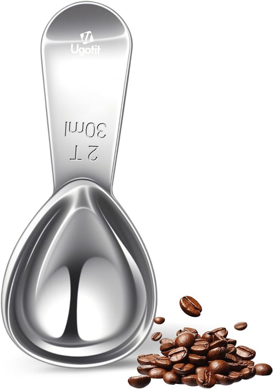Coffee Scoop for Ground Coffee, 2 Tablespoon 304 Stainless Steel Coffee Measuring Scoop Heavy-Duty, Short Handle for Canisters, Espresso & Baking