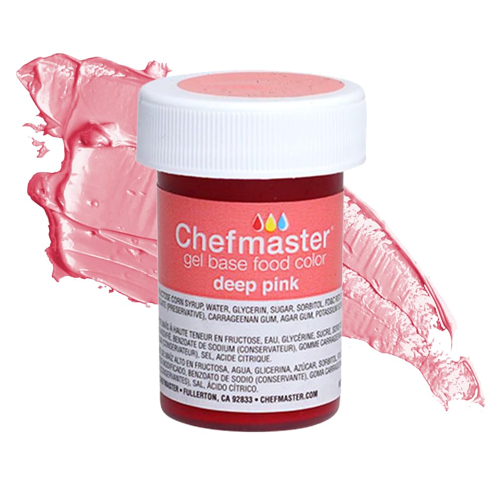 Chefmaster Deep Pink Gel Food Coloring | Vibrant Color | Professional-Grade Dye for Icing, Frosting, Fondant | Baking & Decorating | Fade-Resistant | Easy-to-Use | Made in USA | 1 oz