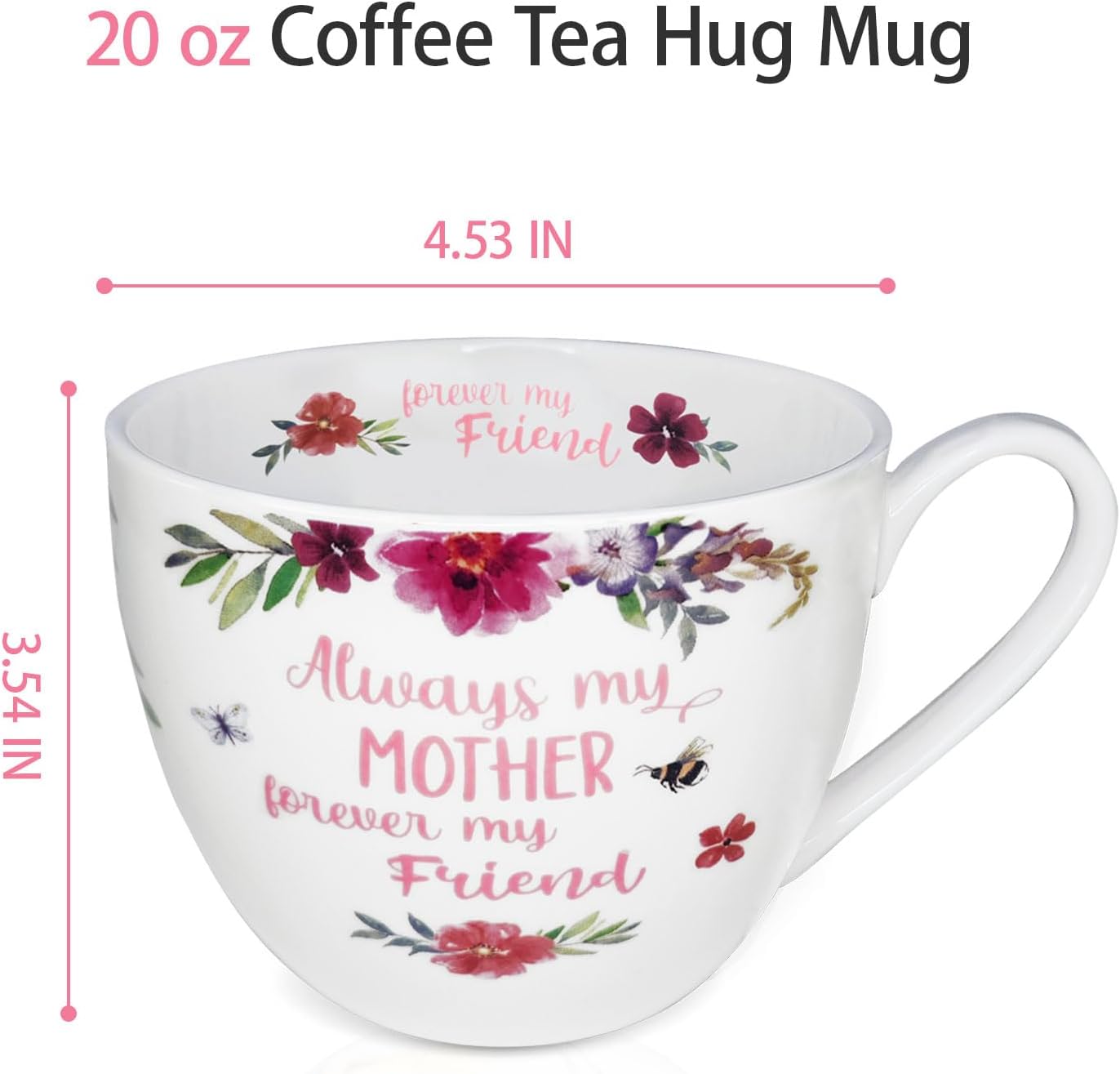 Mom Mugs for Daily Coffee and Tea, Premium 20 oz Bone China Coffee Tea Hug Mug, Perfect Holiday, Birthday, and Mother's Day Gift for Moms, Designed in England by Harvest Green Studio
