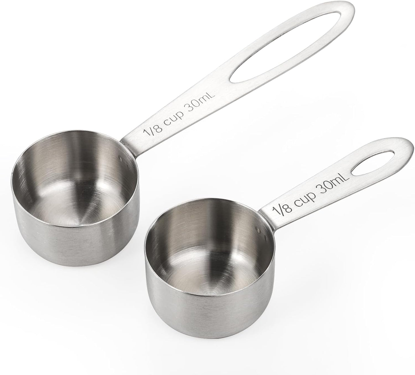 Hedume Set of 8 Coffee Scoop, Stainless Steel Coffee Measuring Scoops 1/8 Cup, Including 4 Pack Short Handled and 4 Pack Long Handle Coffee Scoops for Coffee, Tea, Sugar and Milk, 30 ml