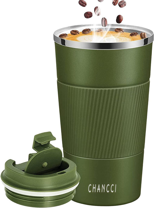 Travel Coffee Mug Spill Proof Leakproof 12 oz Insulated Coffee Mug with Screw Lid, Stainless Steel Vacuum Tumbler Reusable Thermal Coffee Cup to go for Hot and Cold Drinks -380ml,Dark Green
