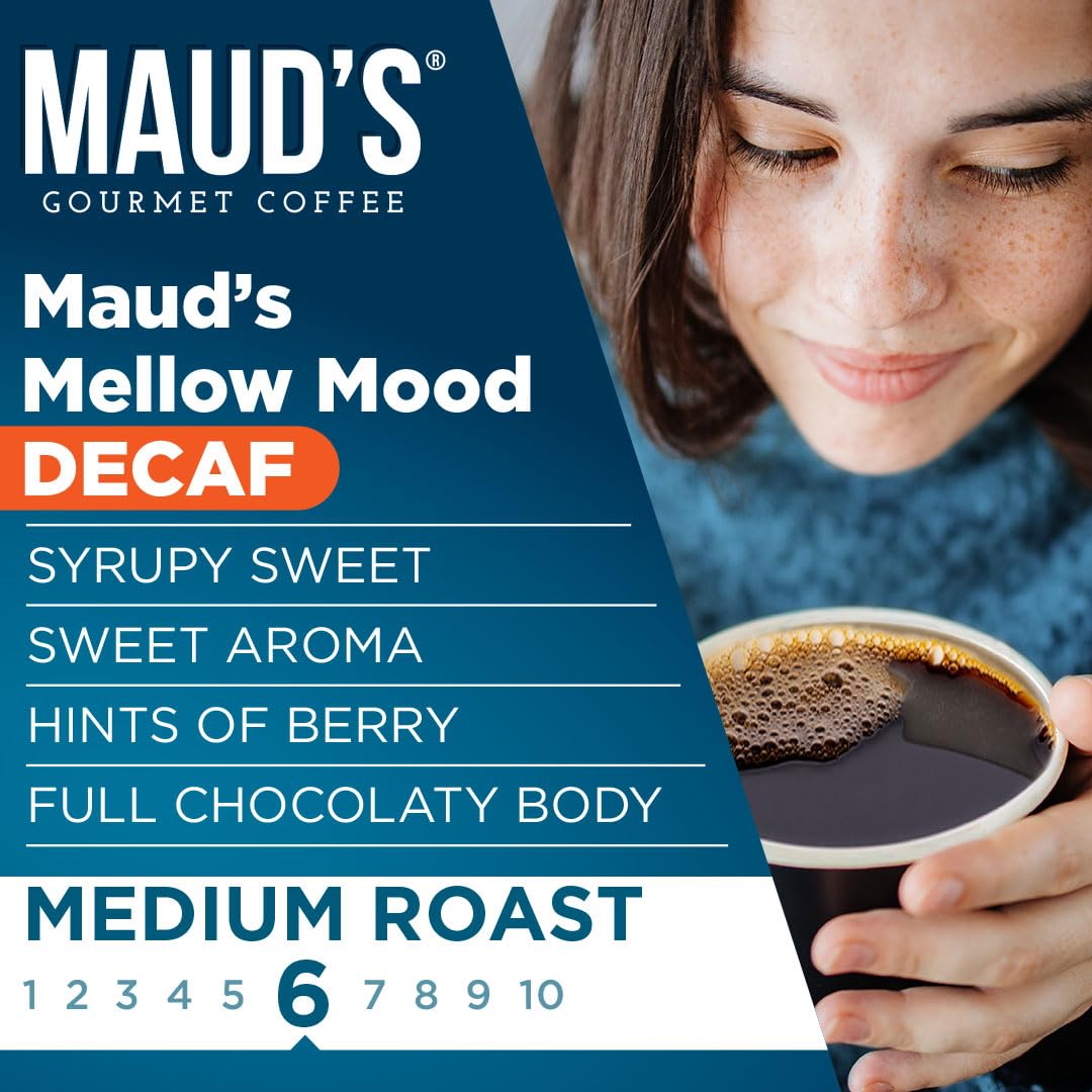Maud's Decaf Medium Roast Coffee Pods, 200 ct, Decaffeinated Recyclable Single Serve Pods – 100% Arabica Coffee, Compatible with Keurig K Cups Maker