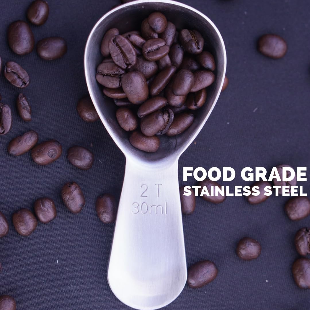 Coffee Scoop 2 Tbsp – Brushed Black, Stainless Steel – Precise Measuring Spoon for Coffee, Tea & More – Ergonomically Balanced Handle – Fits Inside Airscape® Canisters