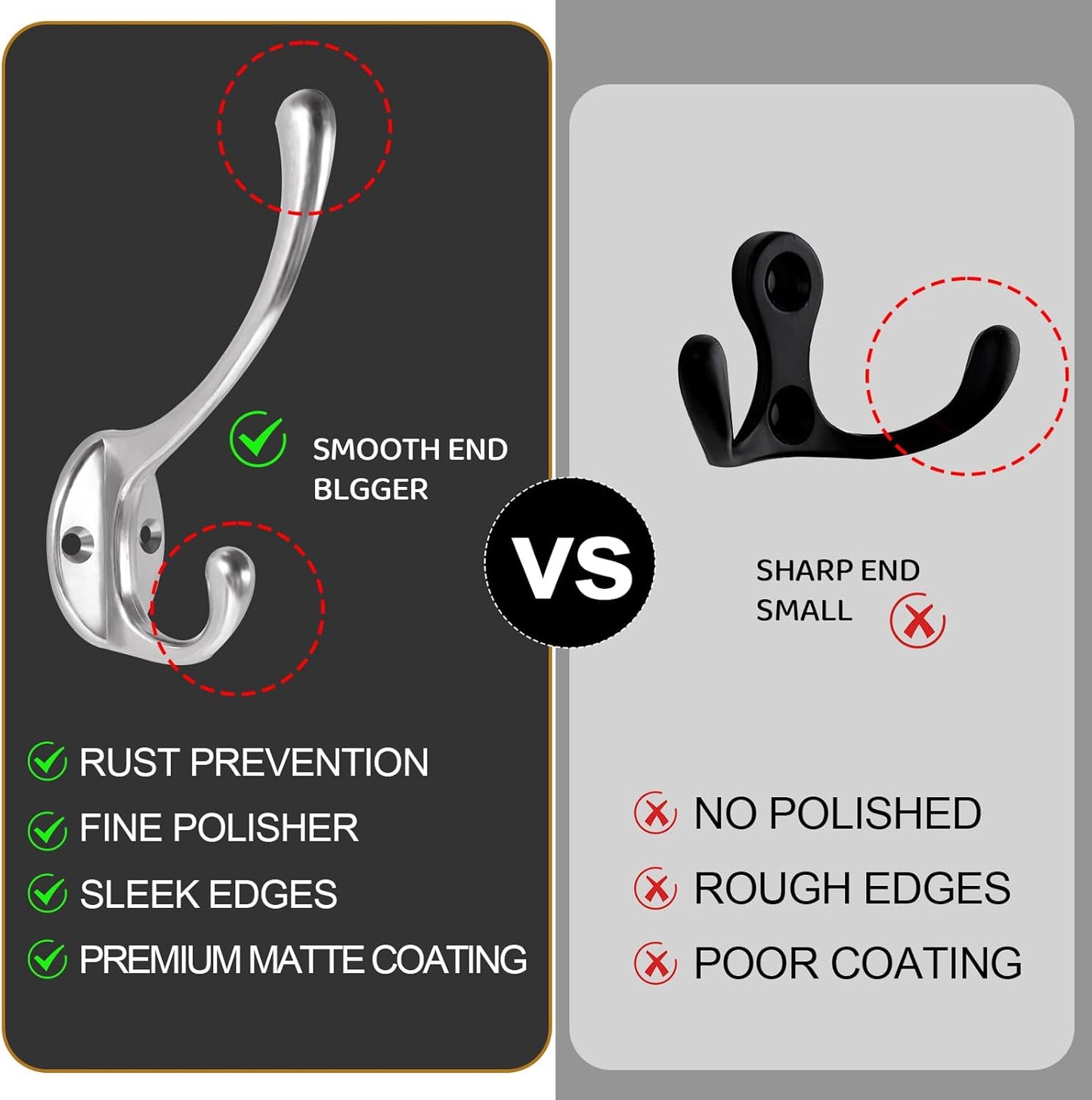 Wall Hooks for Hanging, 25-Pack Heavy Duty Metal Coat Hooks, for Living Room, Bathroom, Kitchen, Bedroom for Towel, Hat, Key, Closet, Bag (Silver)