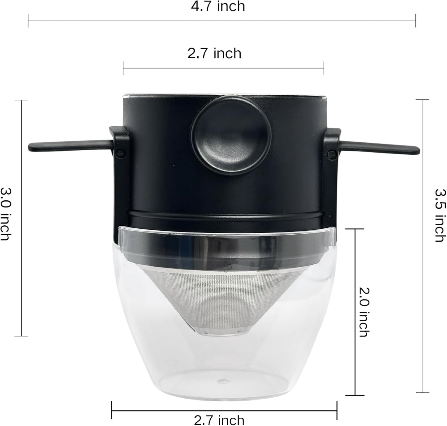 Stainless Steel Pour Over Coffee Dripper with Food-Grade PP Cup – Foldable, Reusable Filter for 1–2 Cups – Paperless, Portable & Easy to Clean – Perfect for Travel Camping Office
