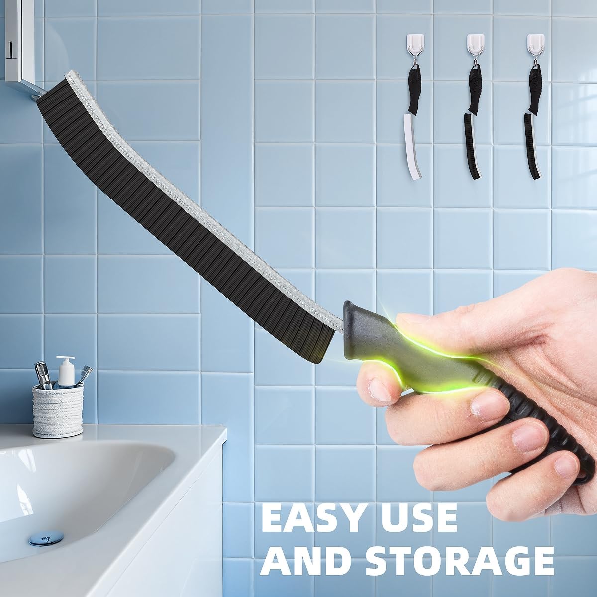 Hard Bristle Crevice Cleaning Brush-Thin Gap Scrub Brush, Small Cleaning Brush, Grout Brush, Kitchen Brush, Cleaning Tools for Toilet, Bathroom, Sink, Home, Household, Window (6, Mint)