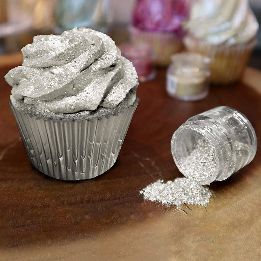 BAKELL White Edible Glitter, 25 Grams | TINKER DUST Edible Glitter | KOSHER Certified | 100% Edible Glitter | Cakes, Cupcakes, Cake Pops, Drinks, Dessert Vegan Glitter & Dusts (25g, White)