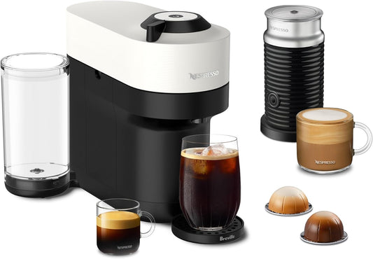 Nespresso Vertuo Pop+ Coffee and Espresso Maker by Breville with Milk Frother, Coconut White