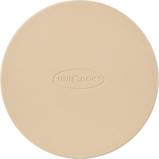 Unicook Round Pizza Stone 12 Inch, Cordierite Bread Baking Stone for Oven and Grill, Thermal Shock Resistant, Including Dough Scraper