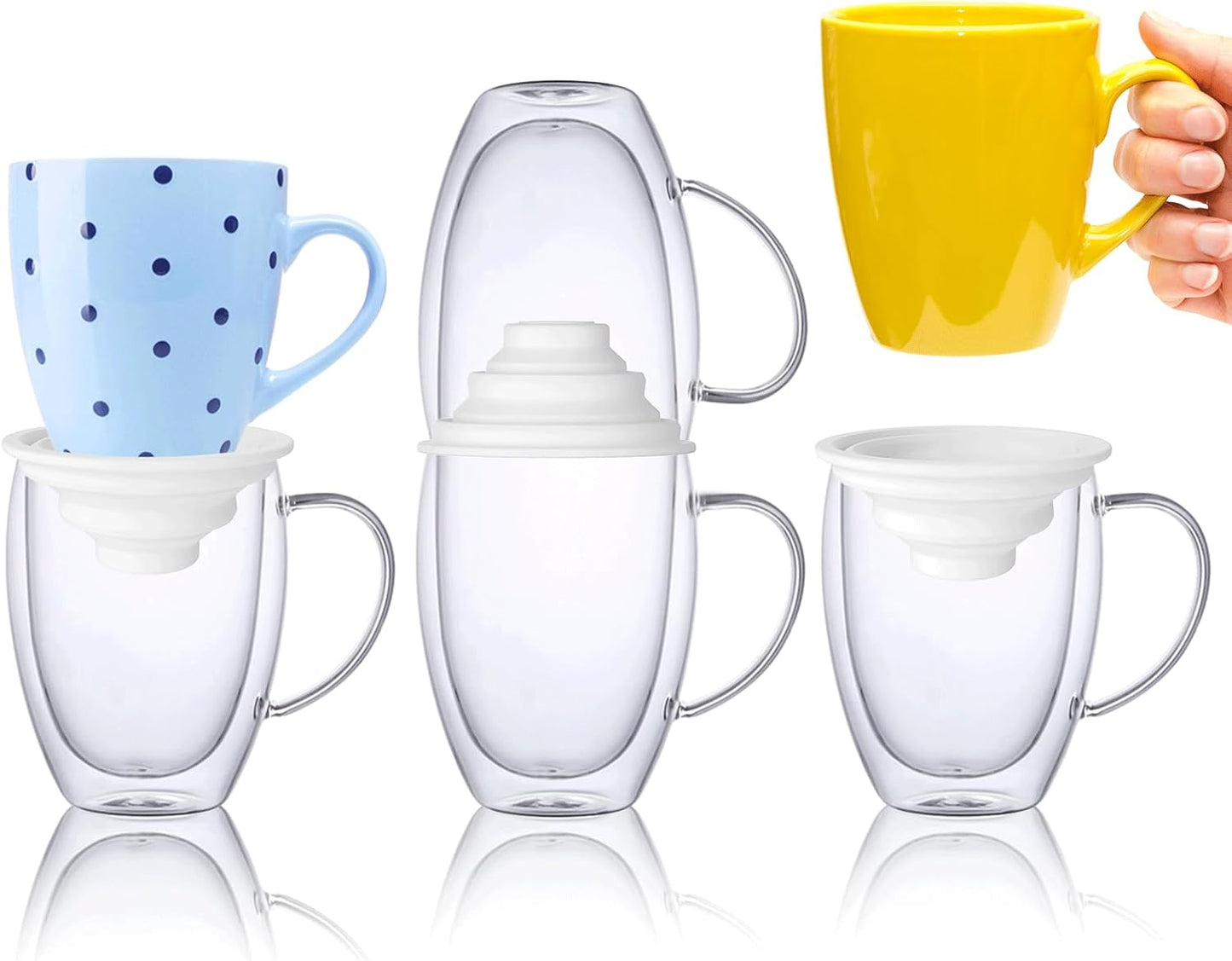 Mug Stacker & Storage Organizer – Expandable, Stackable Cup Holder for Kitchen Cabinet or Pantry – Space-Saving Solution for Tea Cups & Coffee Mugs (6Pcs White)