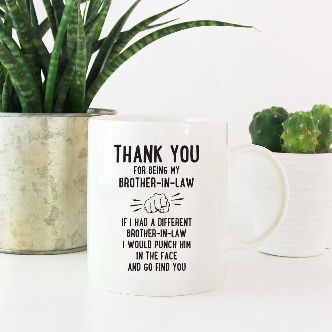 Andaz Press Funny Family 11oz. Coffee Mug Gift, Thank You For Being My Brother-In-Law, Punch In Face 1-Pack Christmas Birthday Drinking Cup Present Ideas